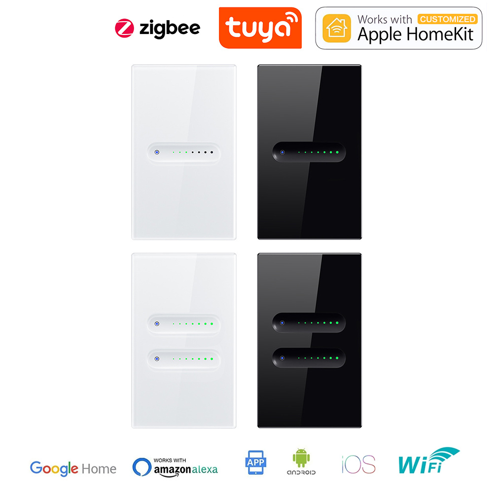 WiFi/ZigBee touch dimmer switch glass panel US standard voice APP remote control TUYA smart