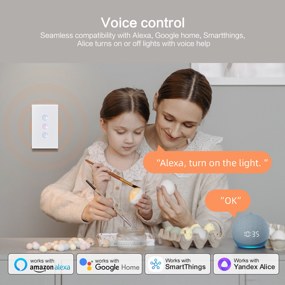 ZigBee/WiFi smart switch 2.5D recessed model 120 US standard 1/2/3/4/way touch wall TUYA