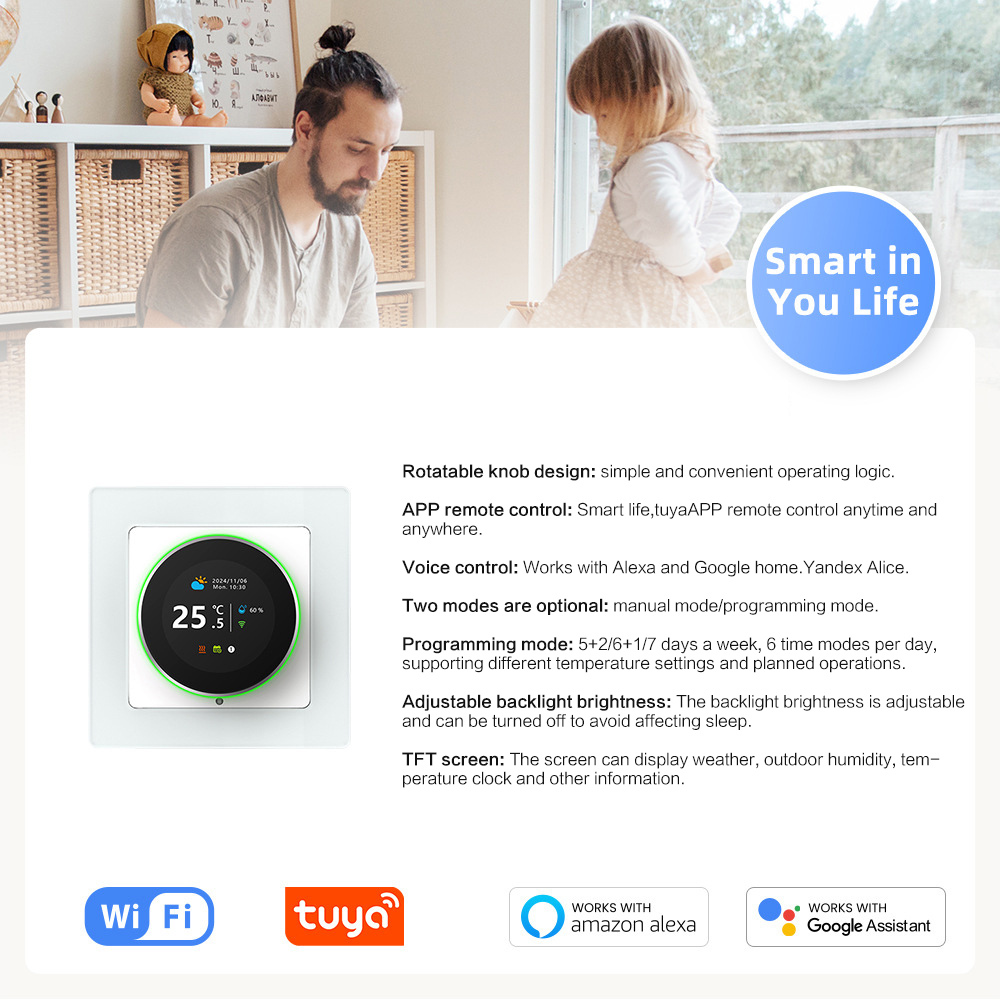 Smart WiFi knob floor heating thermostat app Remote timing programmable smart switch TUYA