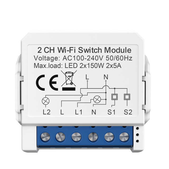 WiFi switch 1/2/3/4-way dual control light switch mini module remote control intelligent TUYA