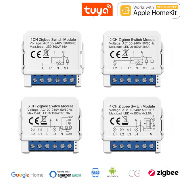ZigBee breaker 1/2/3/4-way dual-control switch mini module remote control Tuya intelligent circuit breaker Tuya