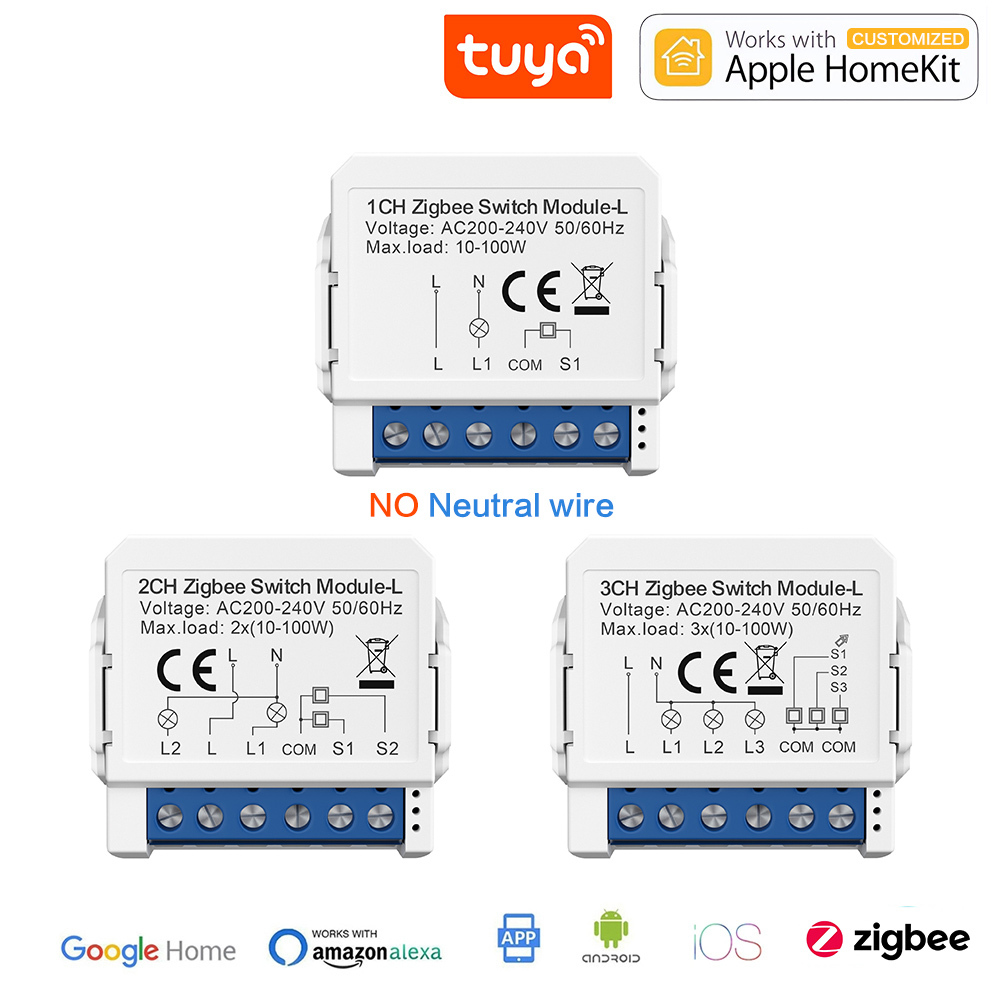 ZigBee  single fire breaker 1/2/3/way light switch mini circuit breaker switch Tuya