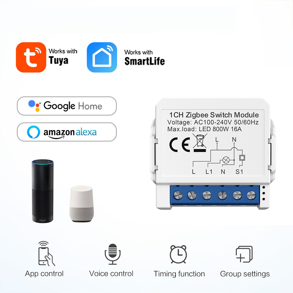 ZigBee breaker 1/2/3/4-way dual-control switch mini module remote control Tuya intelligent circuit breaker Tuya