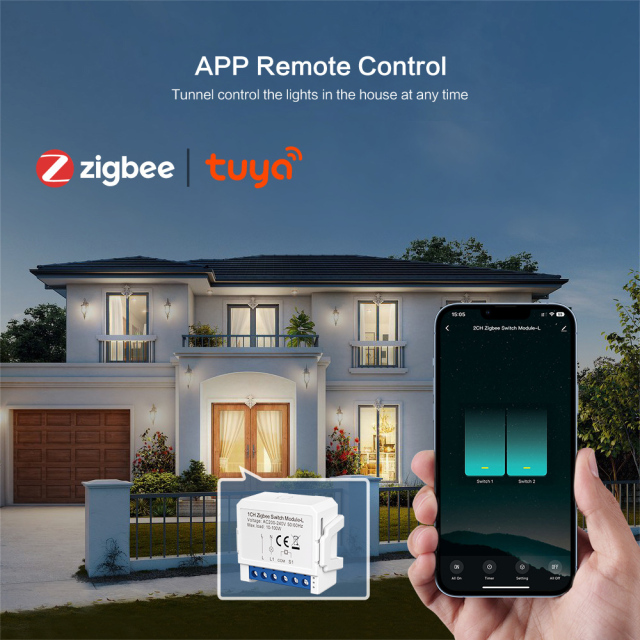 ZigBee  single fire breaker 1/2/3/way light switch mini circuit breaker switch Tuya
