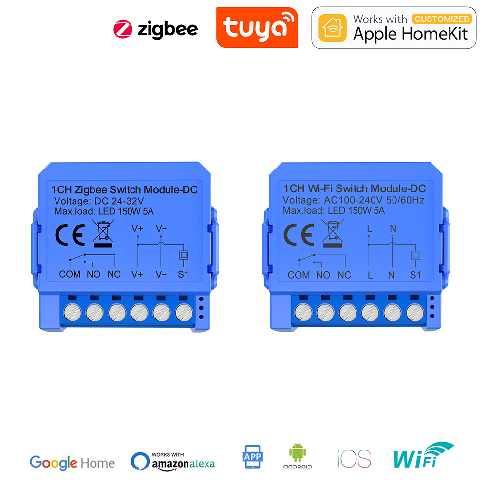 Tuya WIFI/ZigBee zero-contact dry connection 12 24VDC low-voltage intelligent switch on-off device