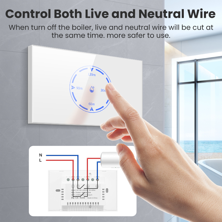 Tuya Wifi smart glass panel smart water heater switch