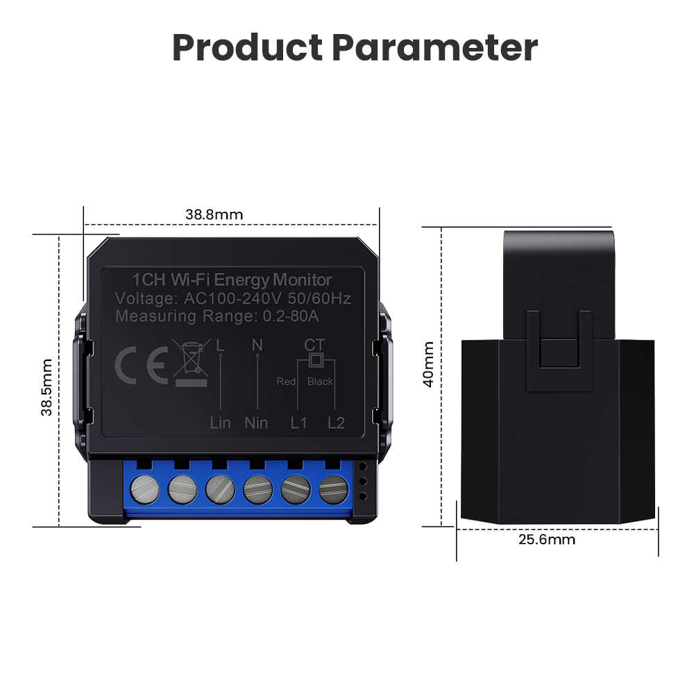 Wifi/ZigBee switch module Smart living electricity meter Wifi smart electricity meter 80A Wifi electricity meter power monitoring module