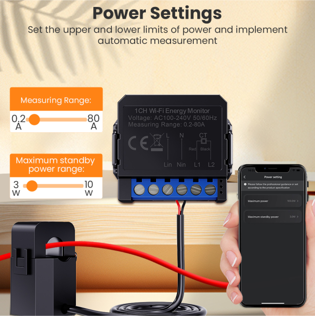Wifi/ZigBee switch module Smart living electricity meter Wifi smart electricity meter 80A Wifi electricity meter power monitoring module