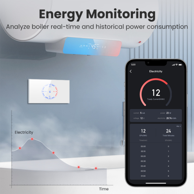 Tuya Wifi smart glass panel smart water heater switch