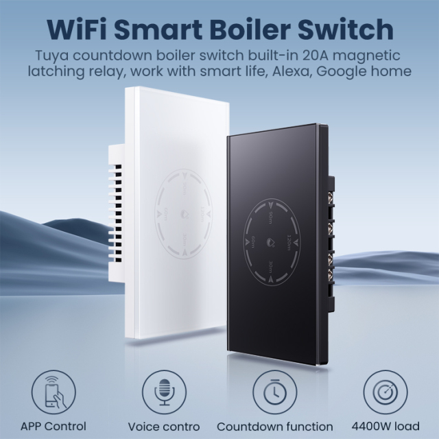 Tuya Wifi smart glass panel smart water heater switch