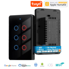 Smart wifi wall touch switch single zero-fire version US standard TUYA voice timing RF remote control switch