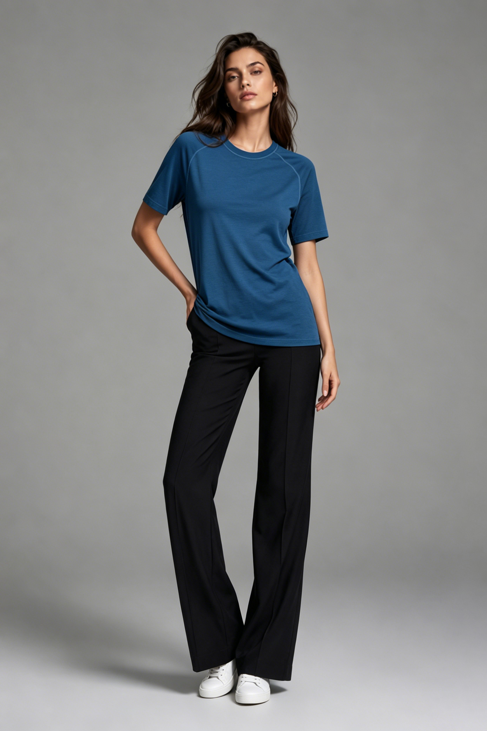 Premium Merino Wool Stretch Knit Top | Elegant Split Color Mock Neck Shirt for All Seasons,Premium Merino Wool Stretch Knit Top | Elegant Split Color Mock Neck Shirt for All Seasons