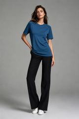 Premium Merino Wool Stretch Knit Top | Elegant Split Color Mock Neck Shirt for All Seasons,Premium Merino Wool Stretch Knit Top | Elegant Split Color Mock Neck Shirt for All Seasons