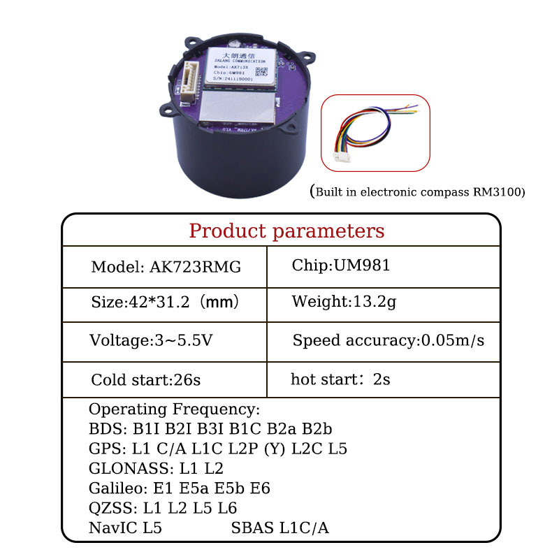 UM980 module 982 receiver F9P dual frequency high-precision RTK differential centimeter GNSS positioning single Beidou BDS lightweight drone performance drone