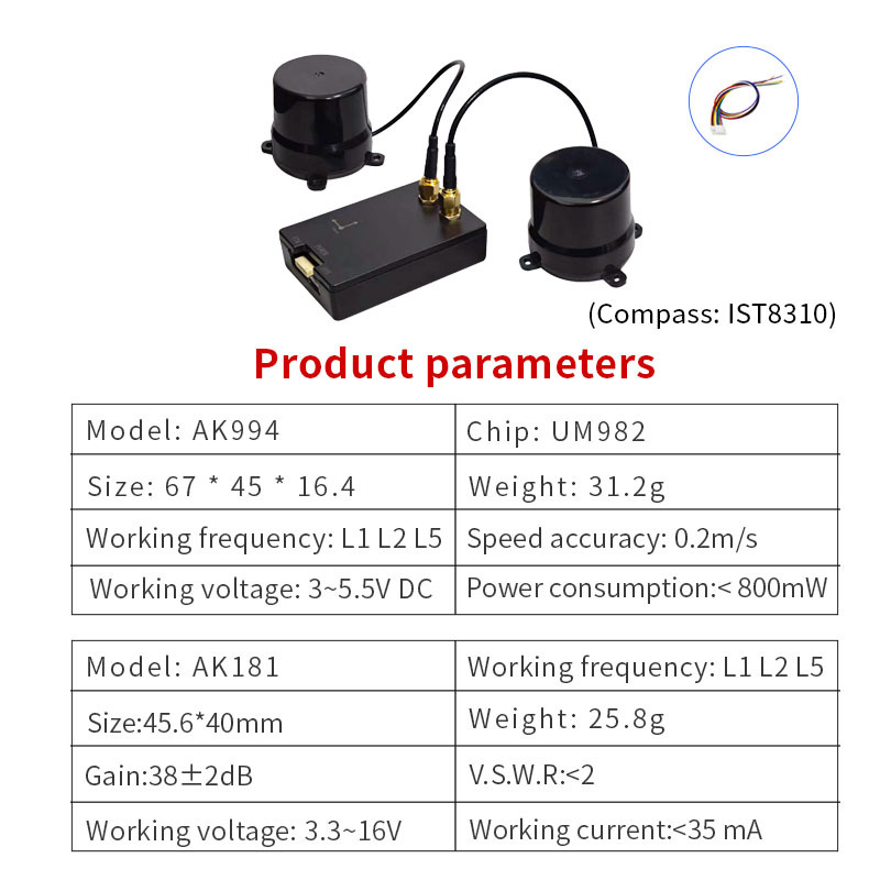 UM980 UM982 IST8310 GNSS module high-precision positioning RTK centimeter open source controller for unmanned driving