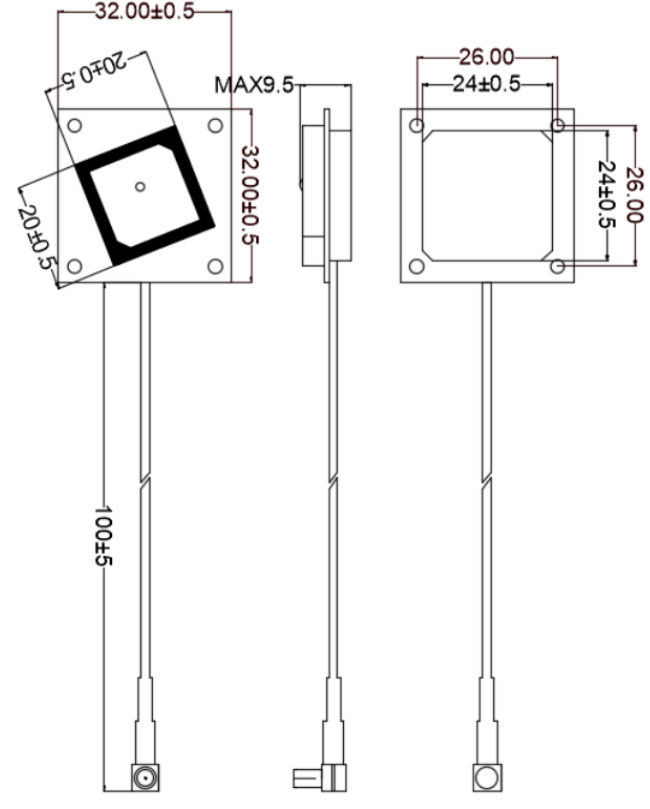 Ultra-Compact 20*20*4mm Ceramic L1 GNSS/GPS Vehicular Navigation Antenna