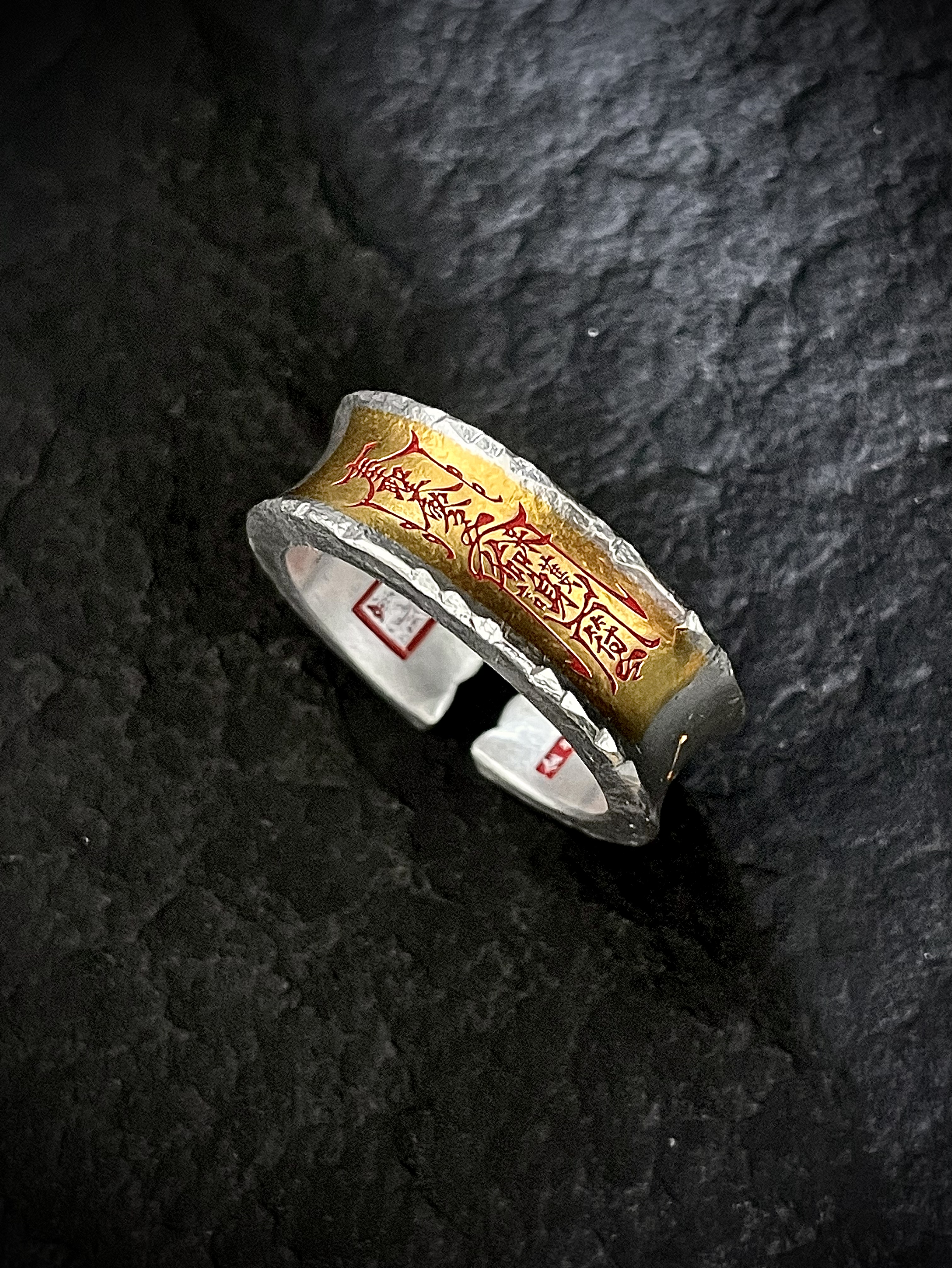 Sacred Amulet Ring:999 fine silver&24K Gold Energy Shielding Jewelry