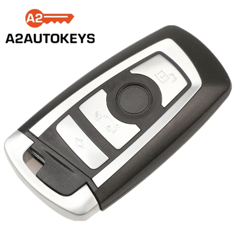 BMW remote key CAS4 2009-2014 F-Series 4-Button FSK 433MHz Keyless-Go Smart Key  PCF7945P  HITAG PRO  49 CHIP  FCC ID YGOHUF5767  Silver Trim  868 MHz 4 Button