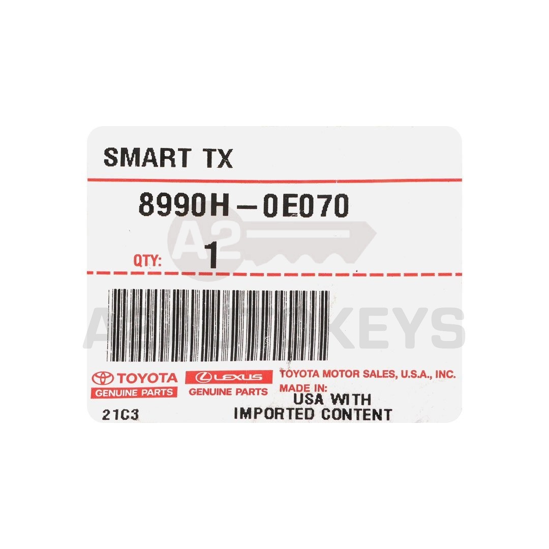 Toyota Highlander 2019 Genuine Smart Remote Key 2 Buttons 433MHz 8990H-0E070 / 8990H-0E191