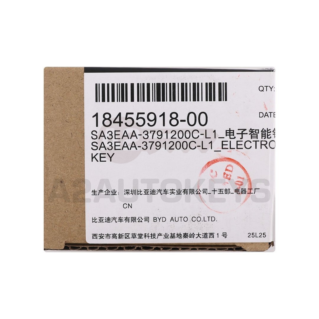 BYD Song L DM-i, Song Pro DM-i 2026 Genuine Smart Remote Key 4 Buttons 433.92MHz 18455918-00