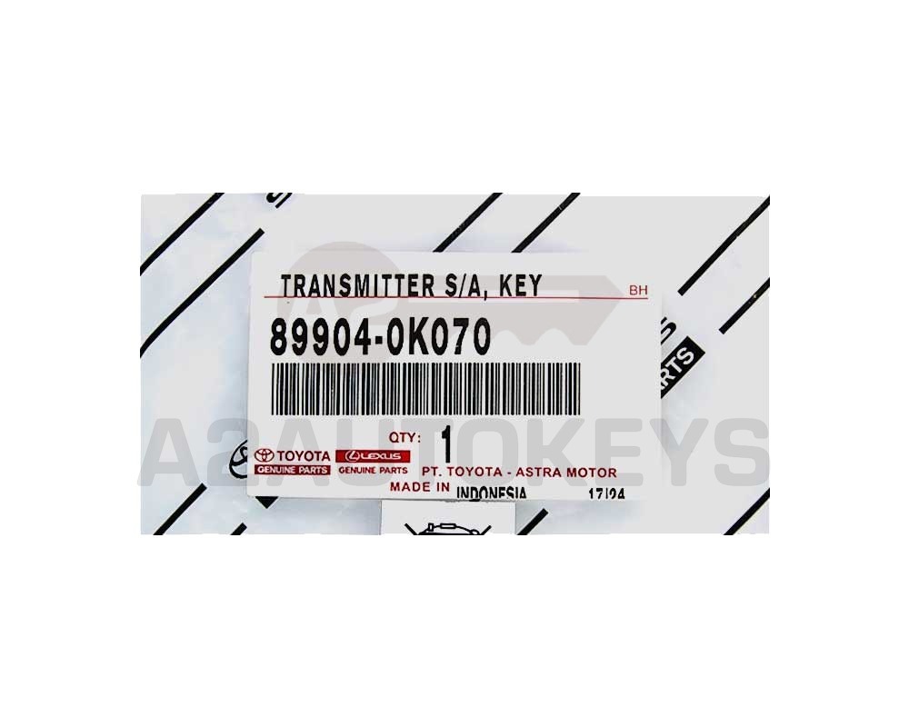 Toyota Fortuner 2016-2024 Smart Remote Key 3 Buttons 433MHz 89904-0K070 / 89904-0K071 / 89904-0KK90