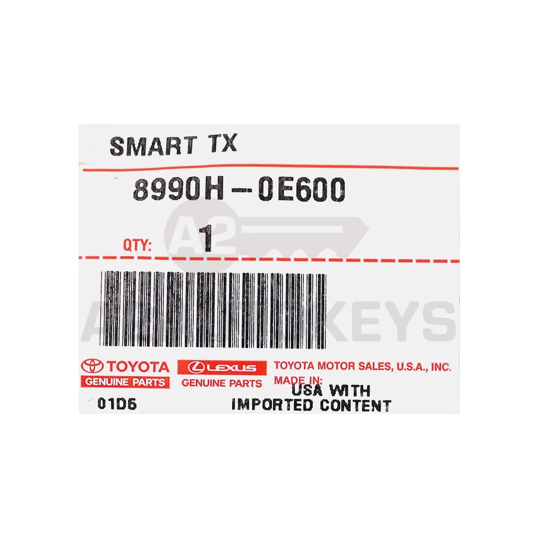Toyota Highlander 2024 Genuine Smart Remote Key 3+1 Buttons 314.35/312.11MHz 8990H-0E600 / 8990H-0E601