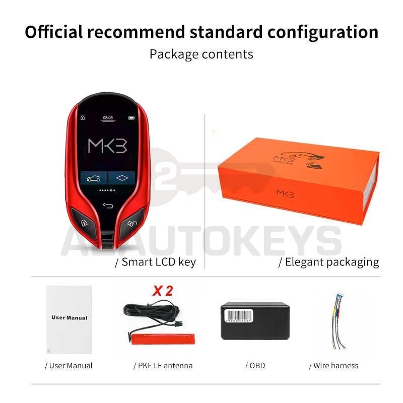 LCD Universal Modified Smart Remote Key PKE System For All Keyless Car Maserati Style Red Color