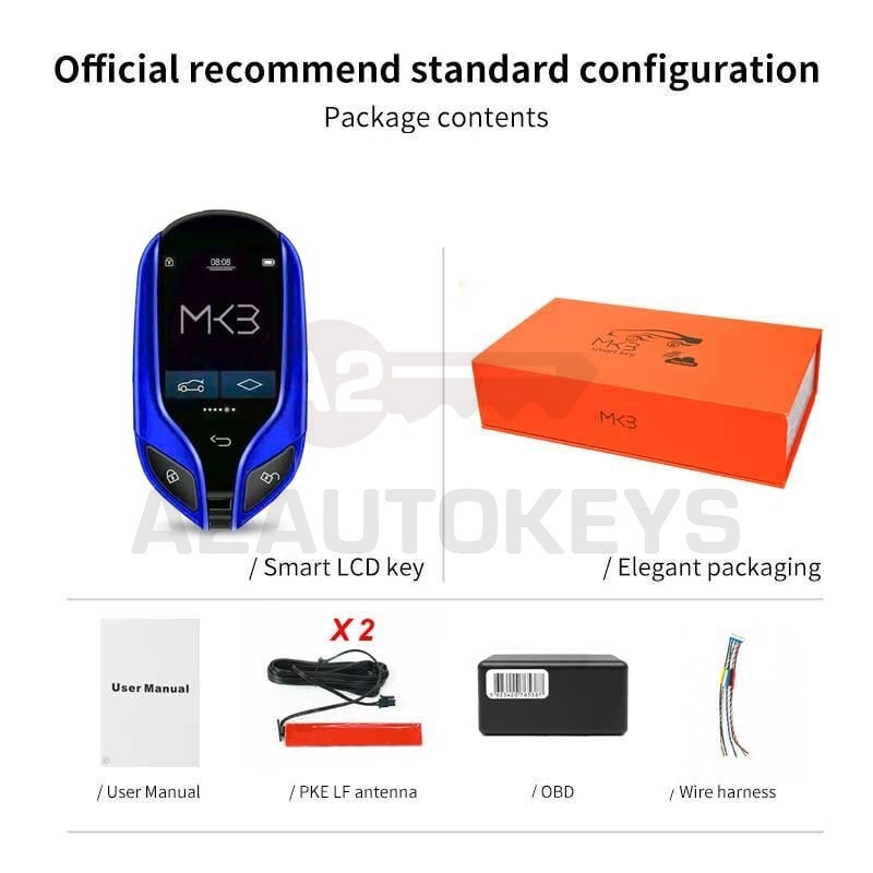 LCD Universal Modified Smart Remote Key PKE System For All Keyless Car Maserati Style Blue Color