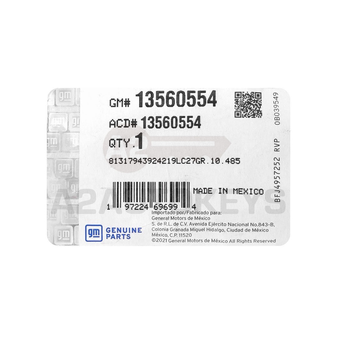 Cadillac XT4 2024 Genuine Smart Remote Key 4+1 Buttons 433MHz 13553714, 13560553, 13560554, 13592983, 84570459