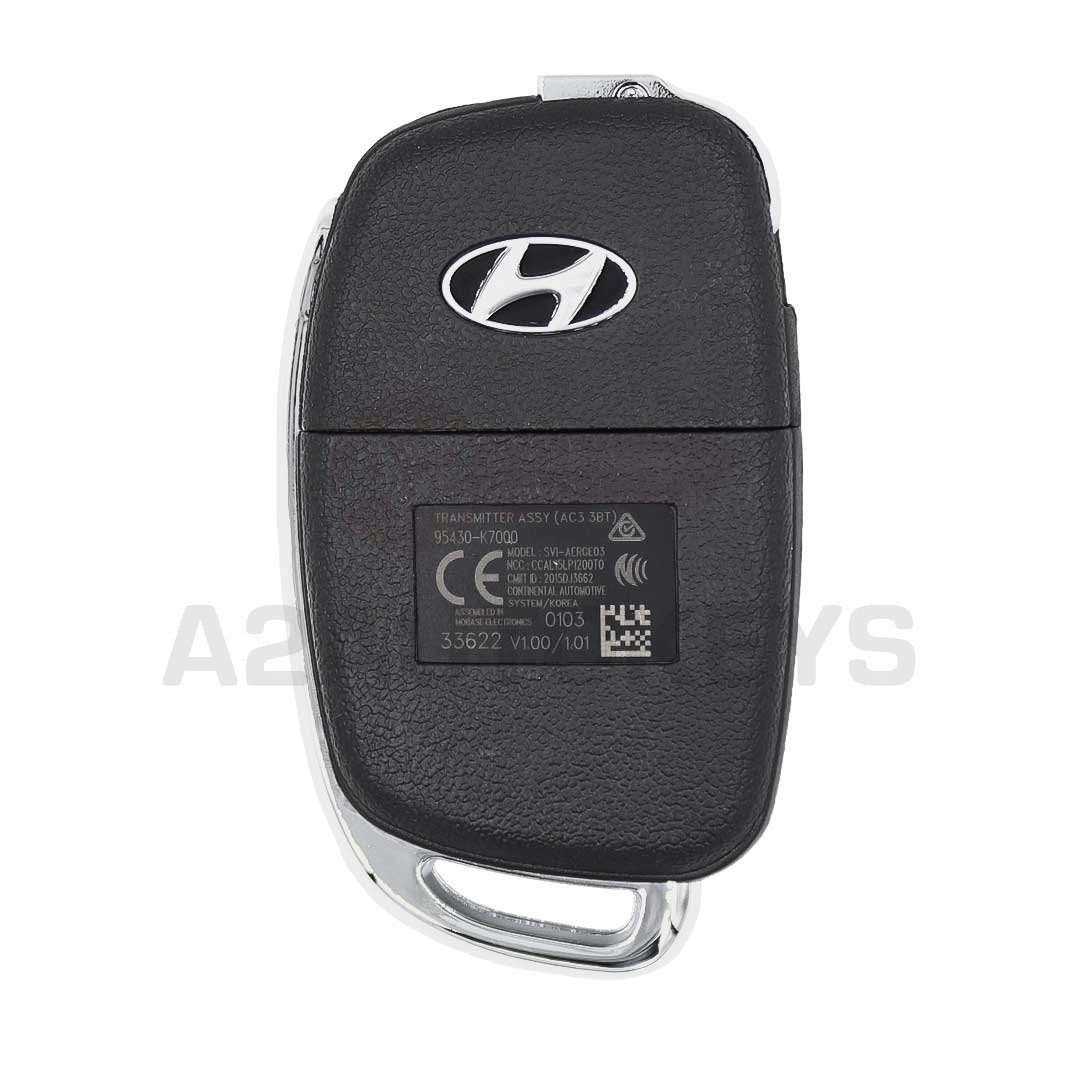 Hyundai I10 2016-2019 Genuine Flip Remote Key 3 Buttons 433MHz 95430-K7000