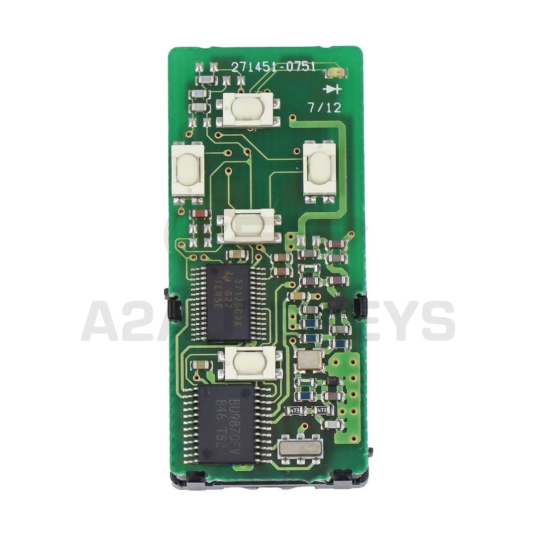 Toyota Smart Remote Key 5 Buttons Slider Door 312MHz Silver Cover PCB 271451-0751