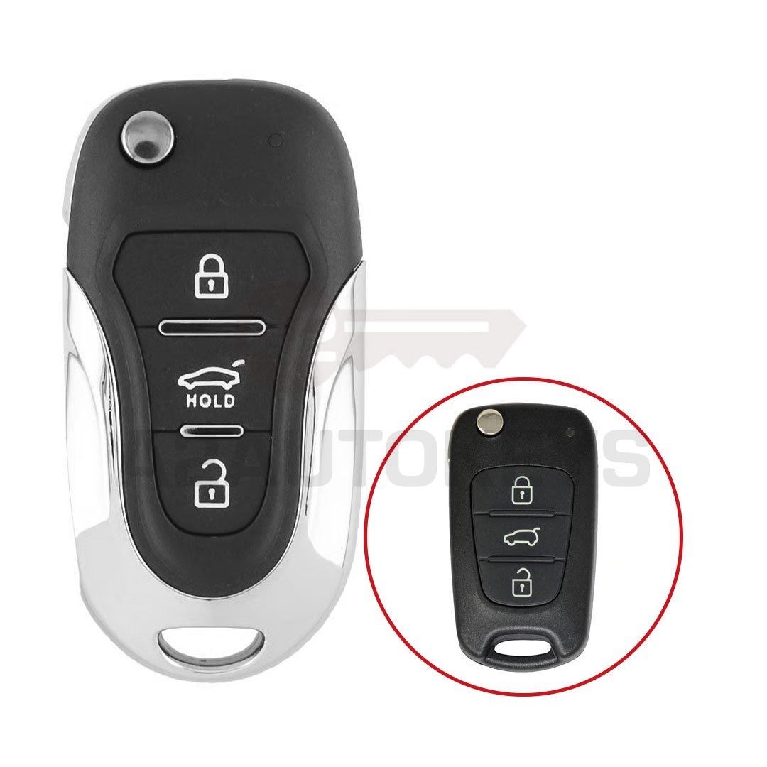 Kia Flip Remote Key Shell 3 Buttons With TOY48 Blade