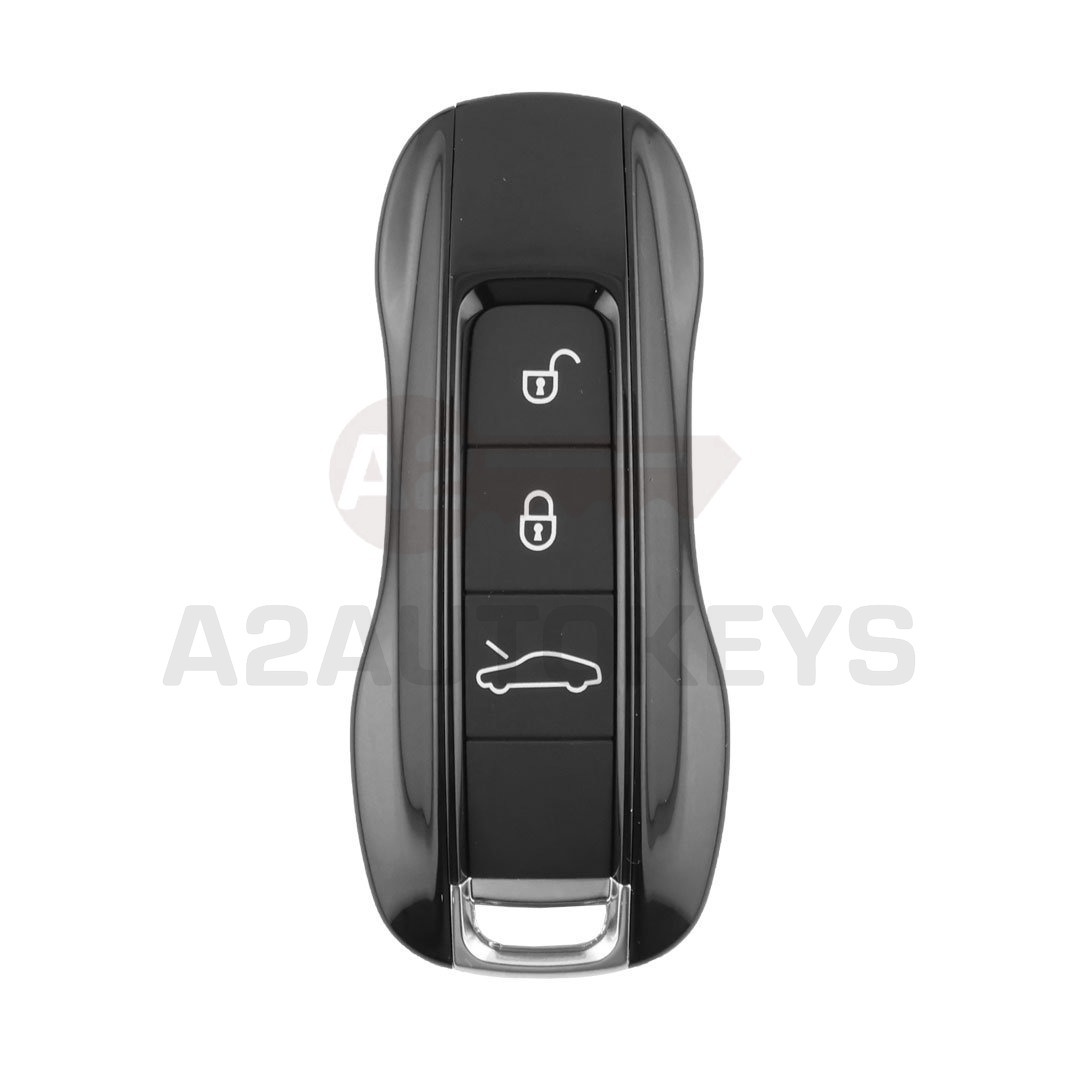 Porsche 2019 Smart Remote Key Shell 3 Buttons Head Trunk - Black Color