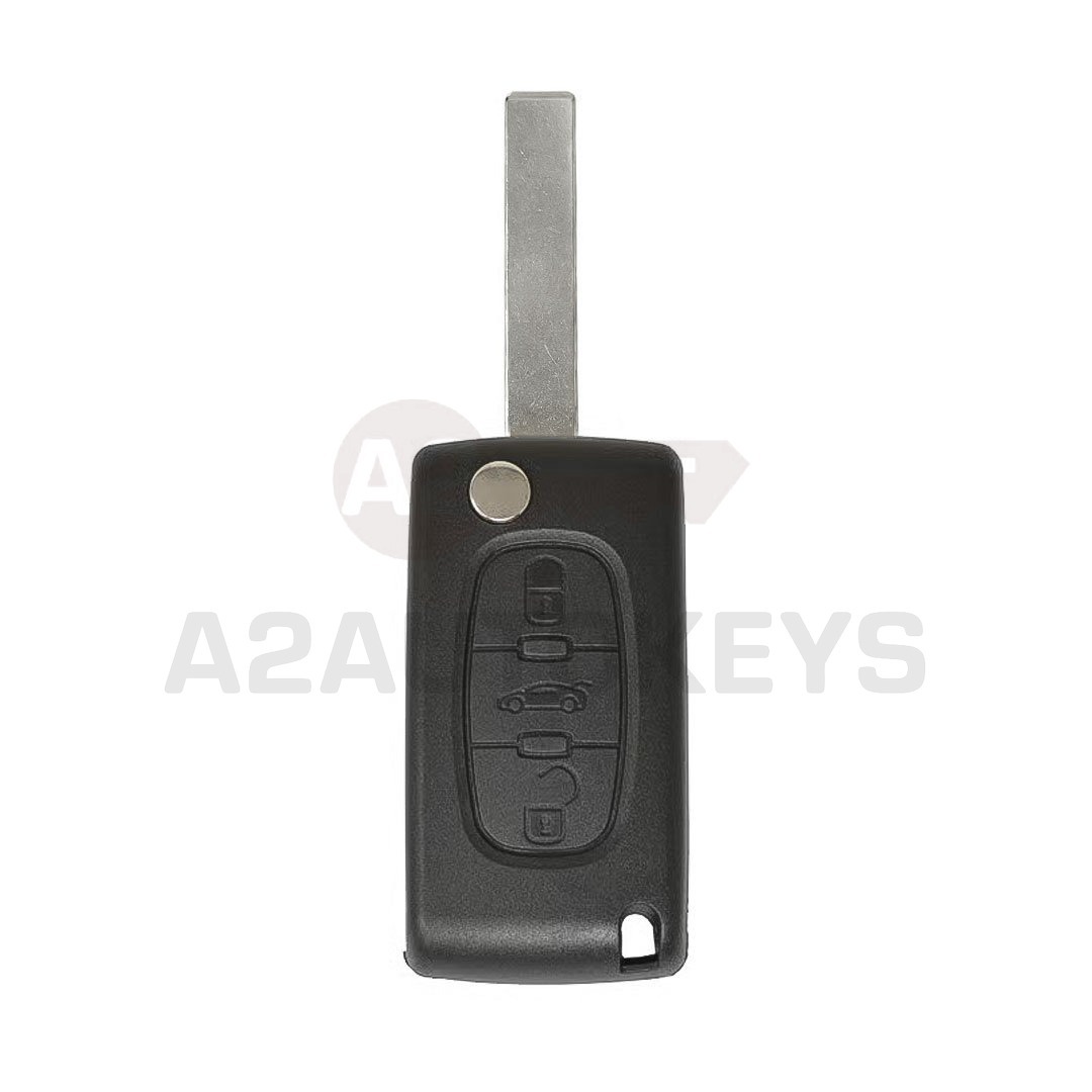 Peugeot Flip Remote Key Shell 3 Button without Battery Holder HU83 Blade