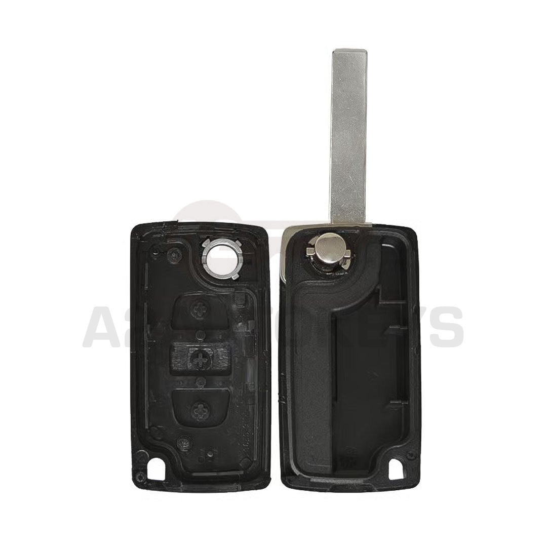Peugeot Flip Remote Key Shell 3 Button without Battery Holder HU83 Blade