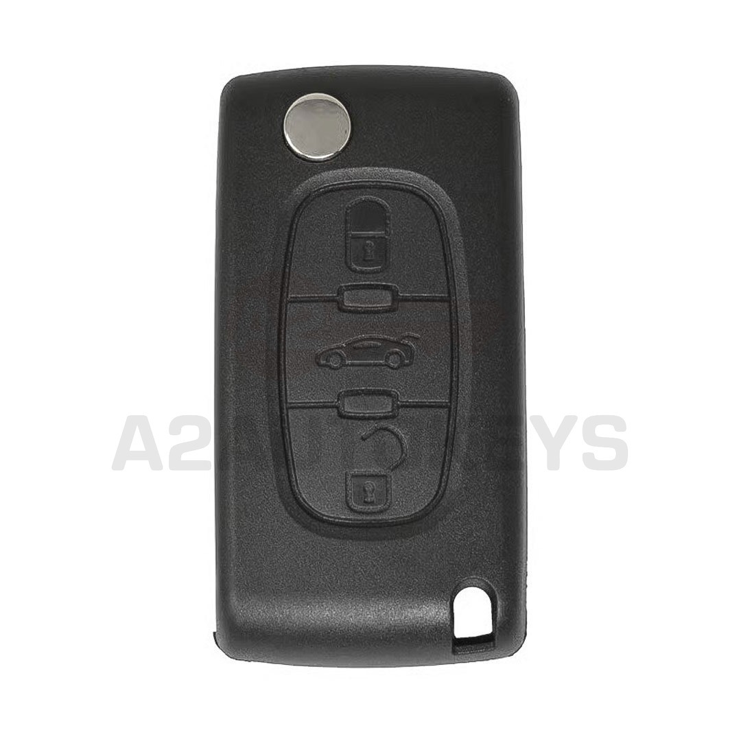 Peugeot Flip Remote Key Shell 3 Button without Battery Holder HU83 Blade