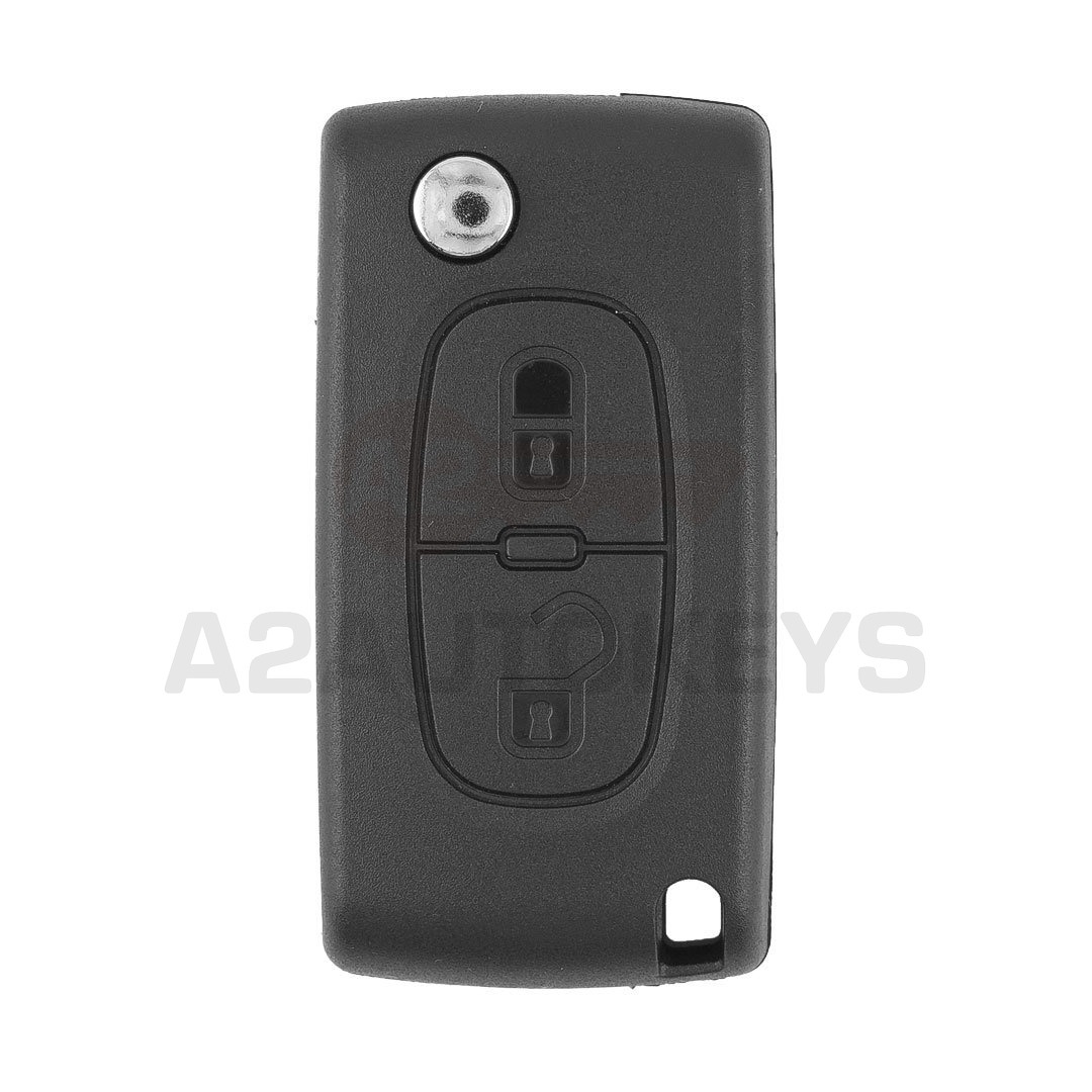 Peugeot 407 Flip Remote Key Shell 2 Buttons with Battery Holder VA2 Blade