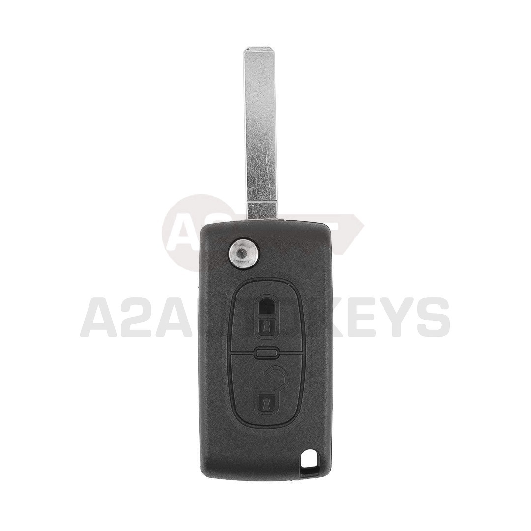 Peugeot 407 Flip Remote Key Shell 2 Buttons with Battery Holder VA2 Blade