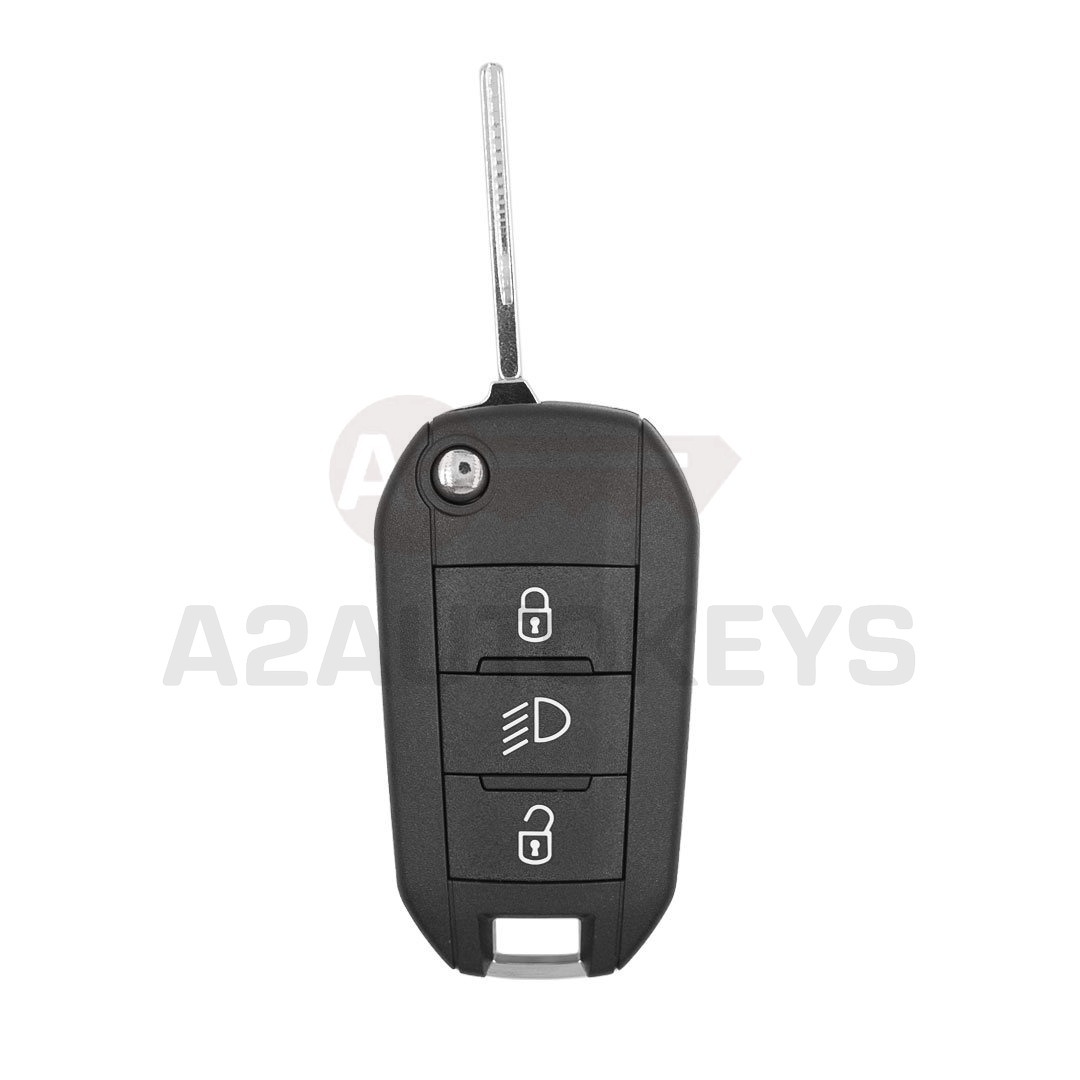 Peugeot Citroen 3 Button Flip Remote Key Shell With HU83 Blade