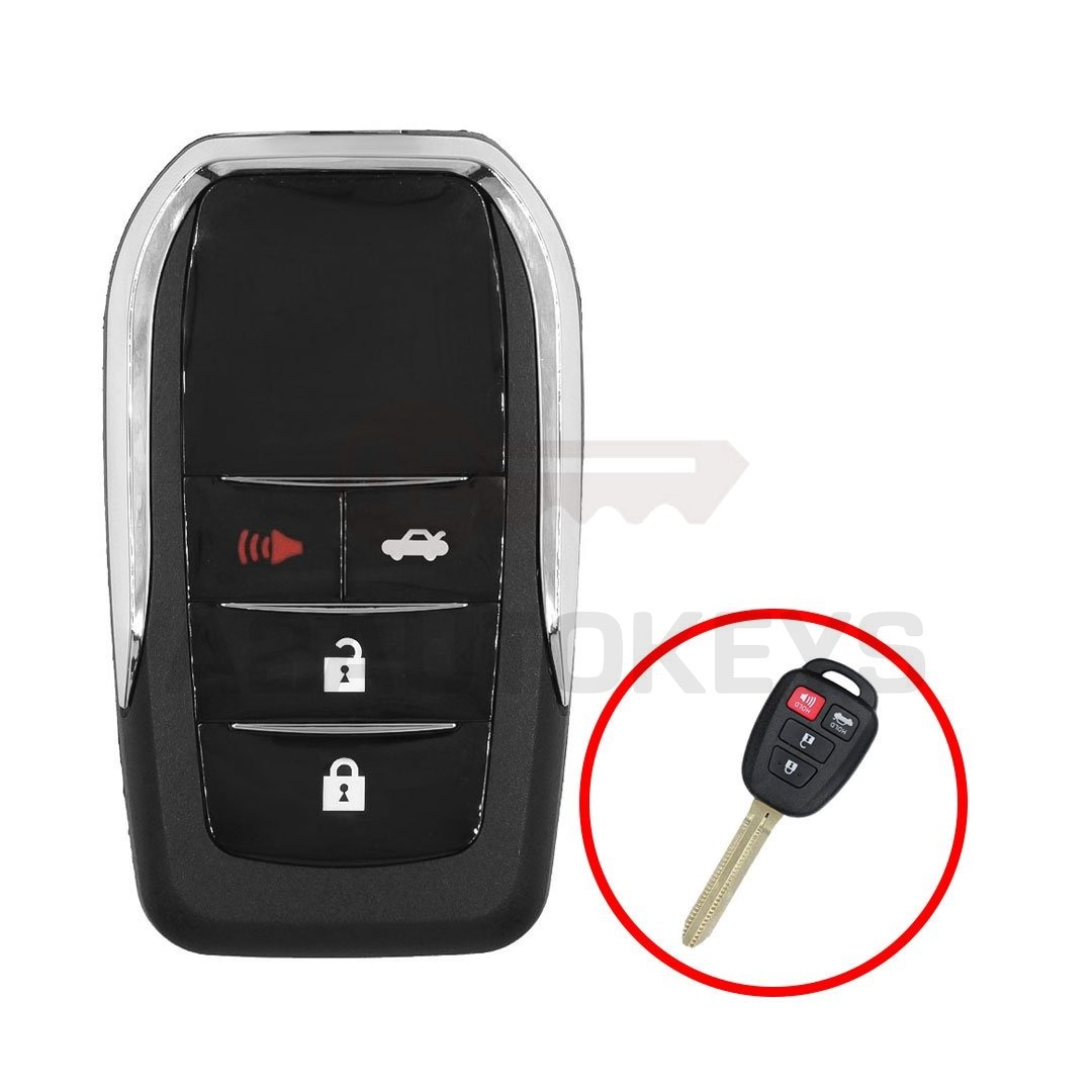 Toyota Flip Remote Key Shell 3+1 Buttons Modified Vertical Type