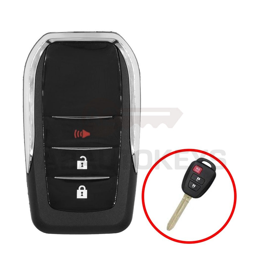 Toyota Flip Remote Key Shell 2+1 Buttons Modified Vertical Type
