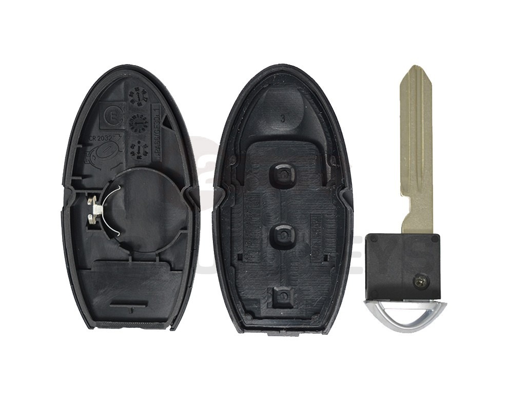 Nissan Infiniti Smart Key Shell 2+1 Button With Side Groove Right Battery Type