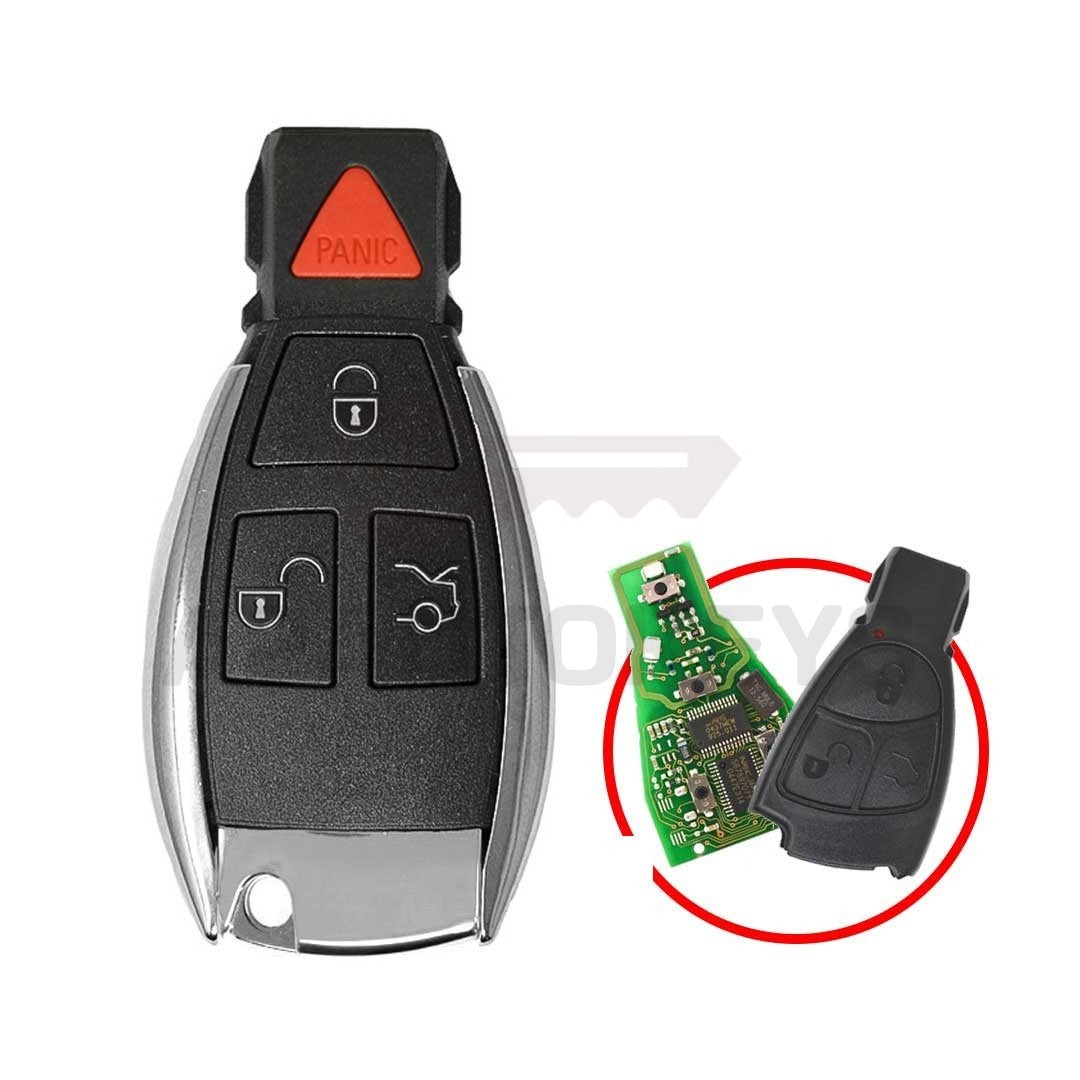 Mercedes Chrome Key Shell 3+1 Button Modified for NEC Board