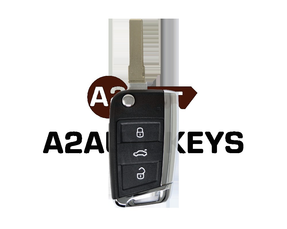 Volkswagen VW Golf Flip Remote Key Shell 3 Buttons HU66 Blade