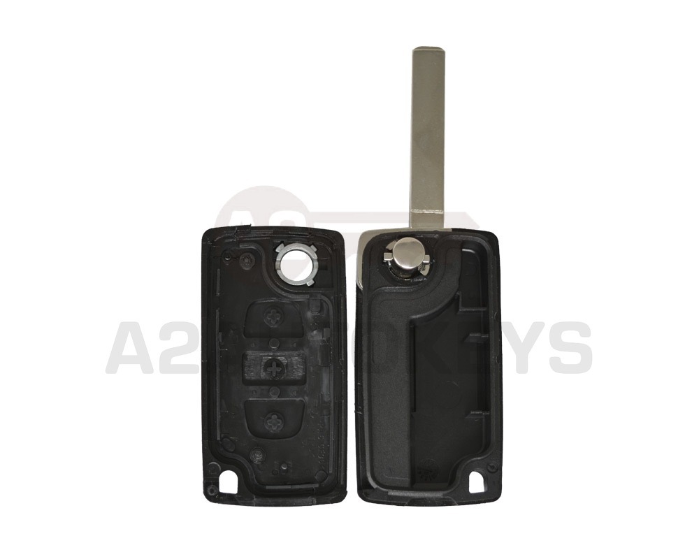 Peugeot Flip Remote Key Shell 3 Button without Battery Holder