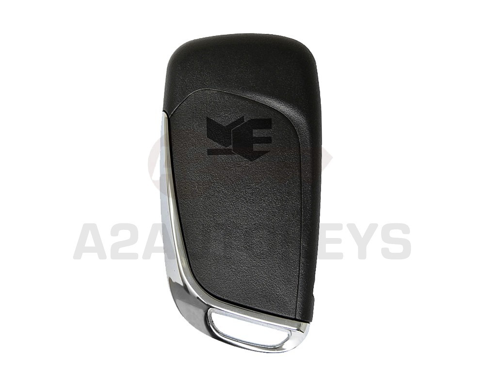 Peugeot Flip Remote Key Shell Chrome 3 Button With Battery Holder Modified