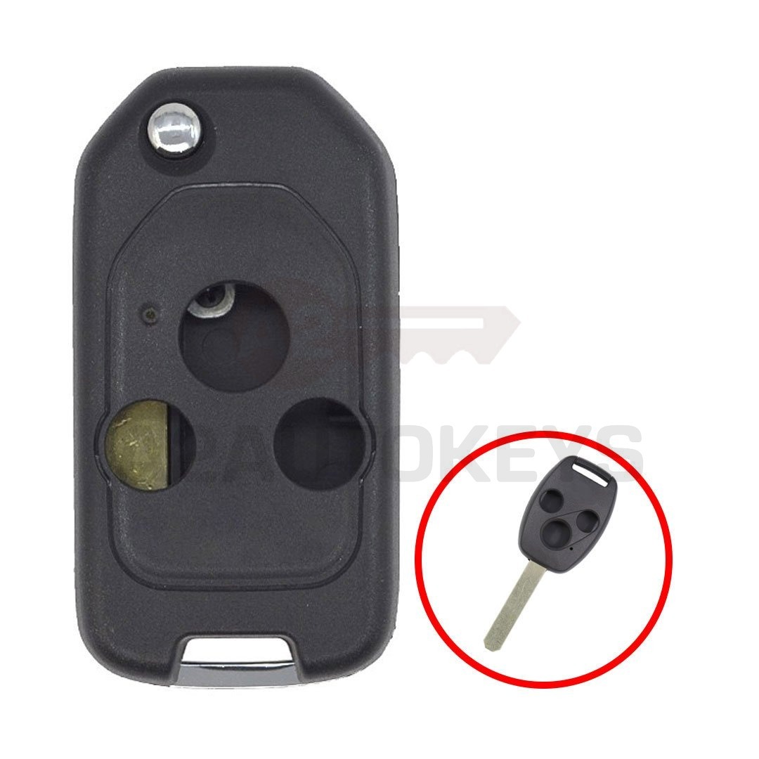 Honda Modified Flip Remote Key Shell 3 Buttons