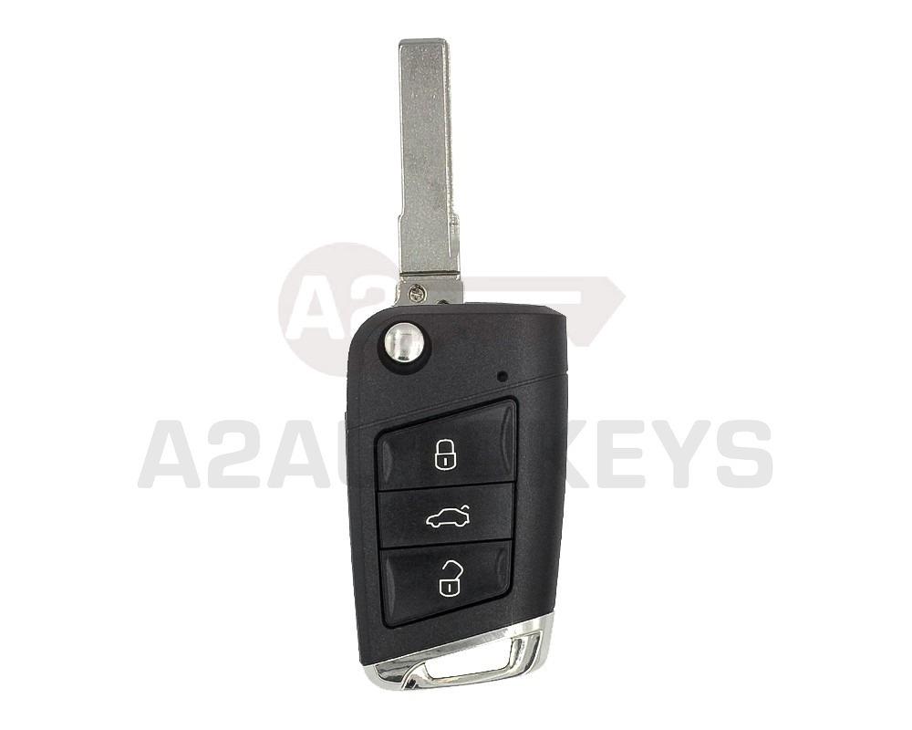 Volkswagen VW MQB 2015 Flip Remote Key Shell 3 Buttons HU66 Chrome