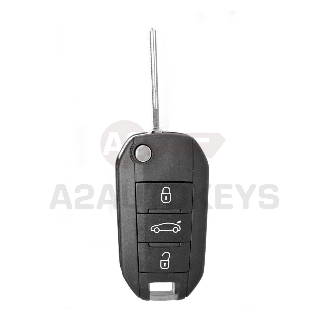 Peugeot 301 508 Citroen C-Elysee C4-Cactus Flip Remote Key 433MHz 3 Buttons FCC ID: 9807343377 / 2013DJ0113