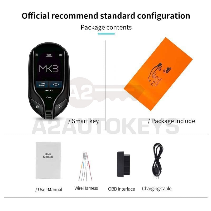 LCD Universal Modified Smart Key PKE System For All Keyless Car Maserati Style Black Color